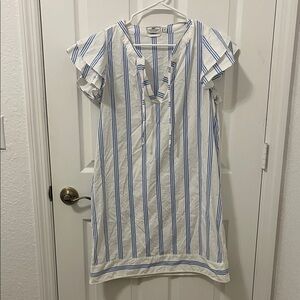 Vineyard Vines Women's Blue and White Striped Dress